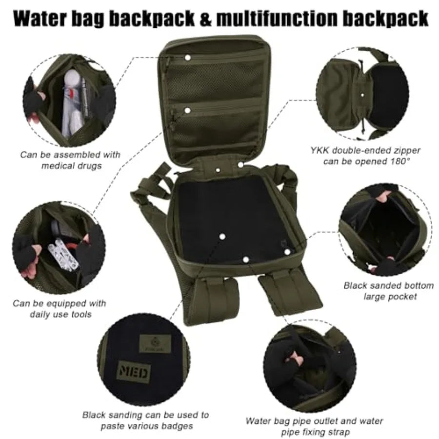 Tactical Molle Hydration Pack Lightweight Water Reservoir For Hiking