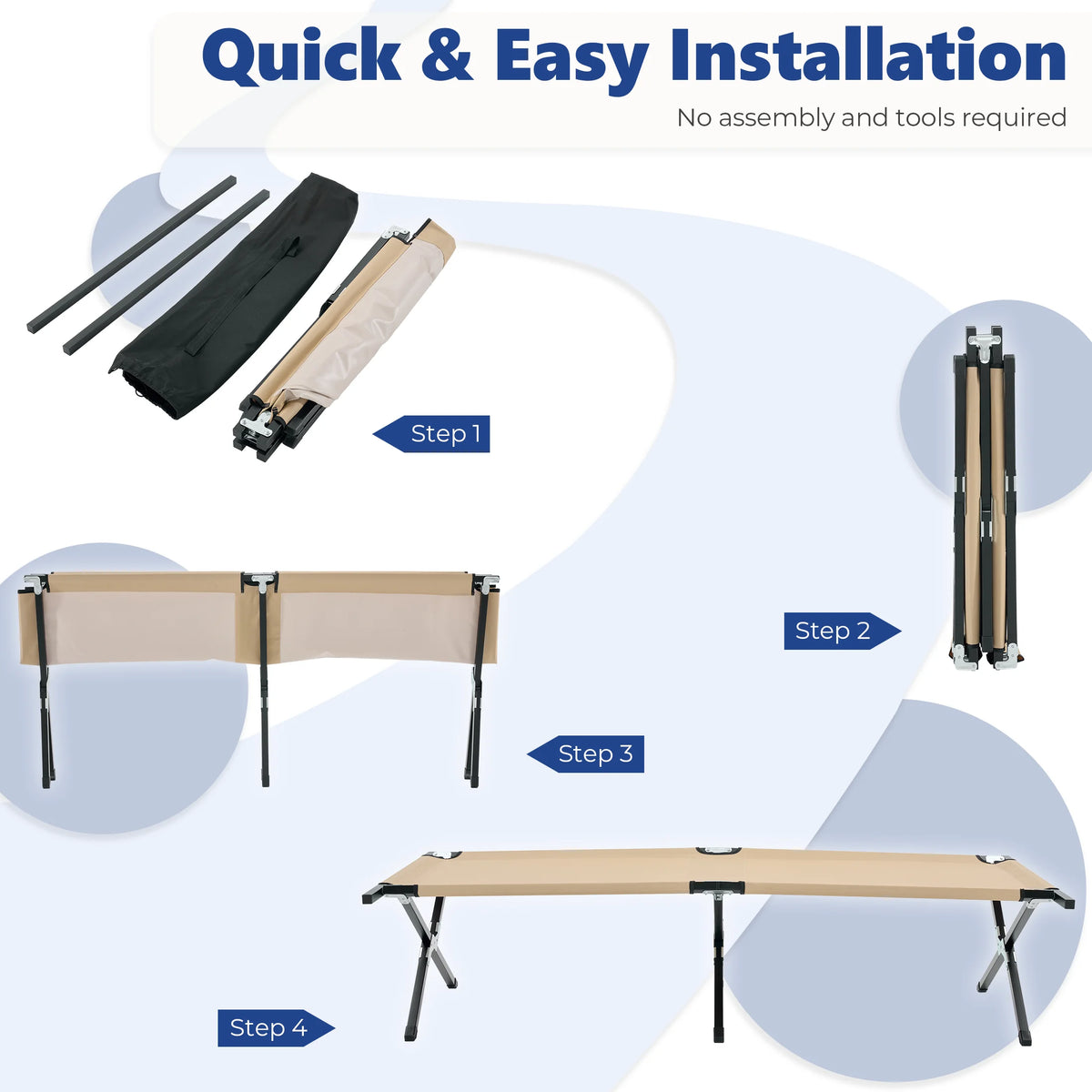 JHK Collapsible Camping Cot With Reinforced Frame For Outdoor Sleeping