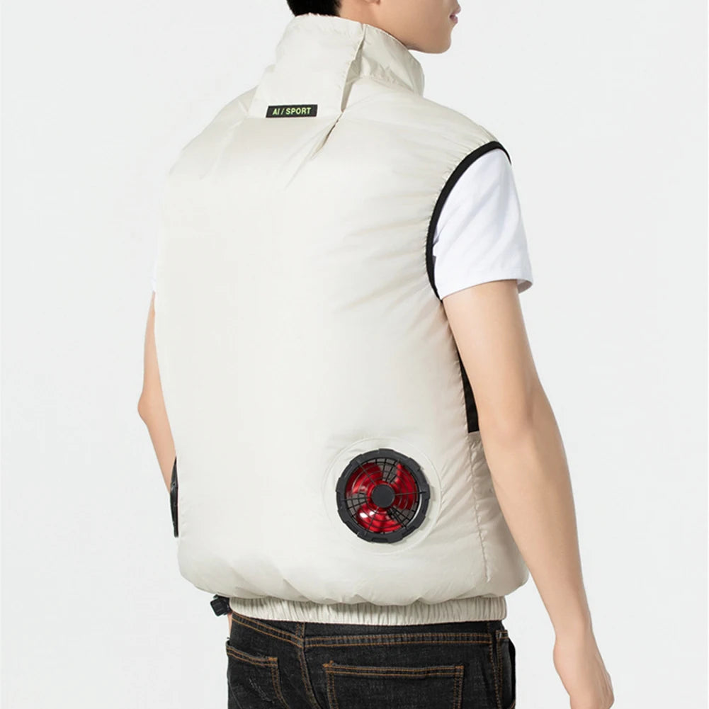 Cooling Ice Fan Vest For Hot Weather Workwear Breathable Wearable