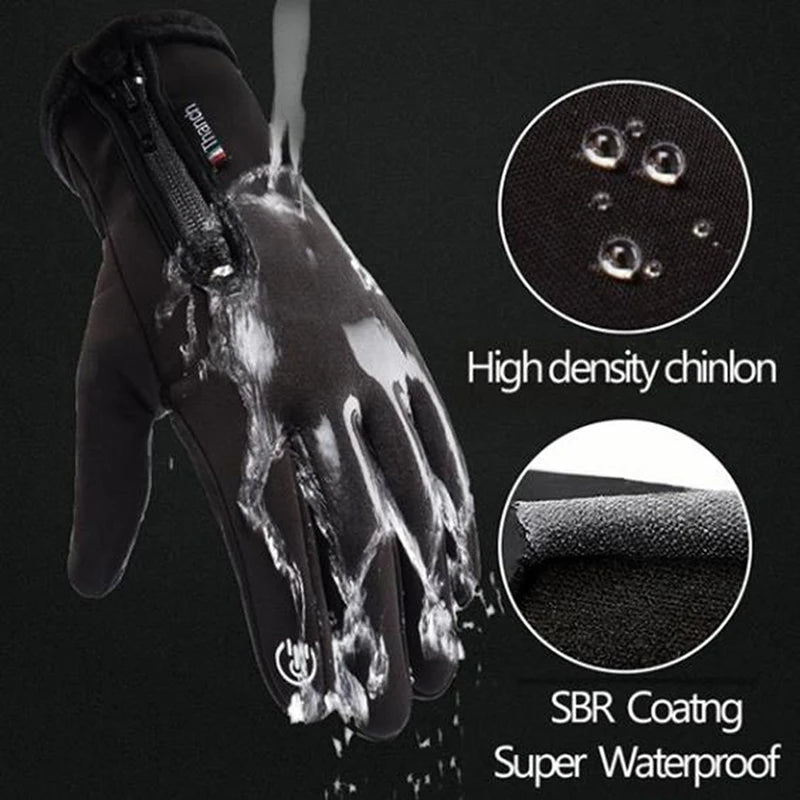 Waterproof Touchscreen Full Finger Fleece Gloves For Cycling Outdoor Running Ski