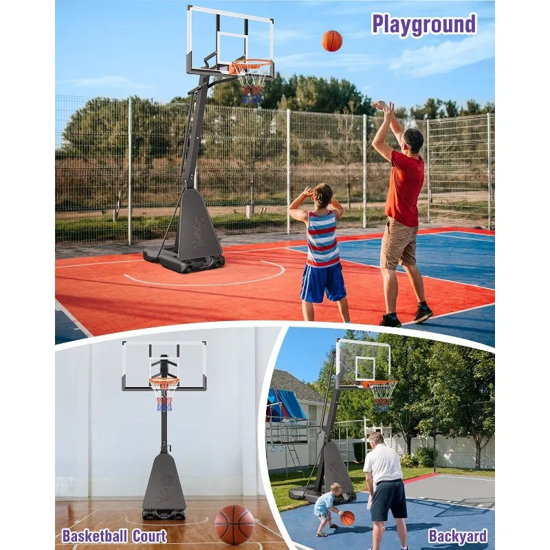 TONBUX Basketball Hoop Outdoor 44/48/54 Inch PC Backboard, 10FT Adjustable Basketball Goal, Portable Basketball Hoop for