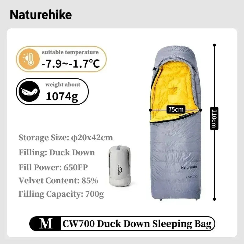 Naturehike CW700 Ultralight 650FP Duck Down Winter Envelope Sleeping Bag