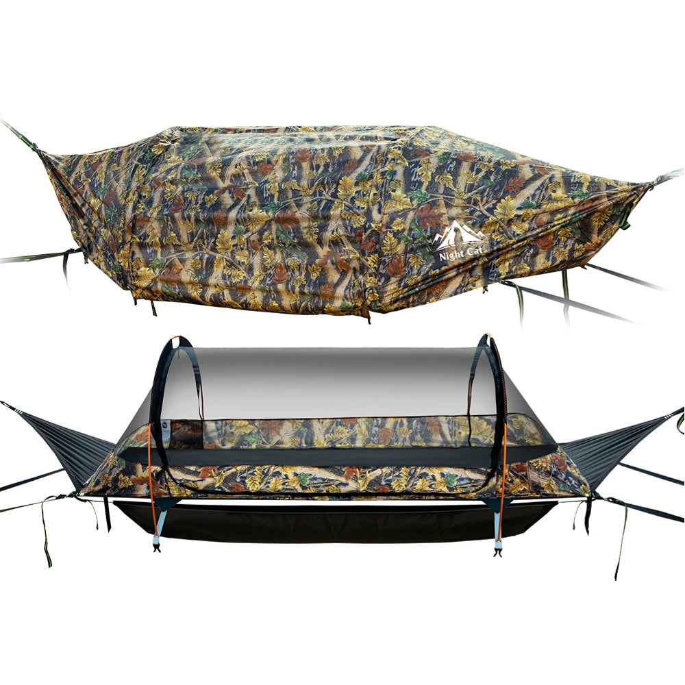 Night Cat Hammock Tent With Mosquito Net Waterproof Rainfly And Storage