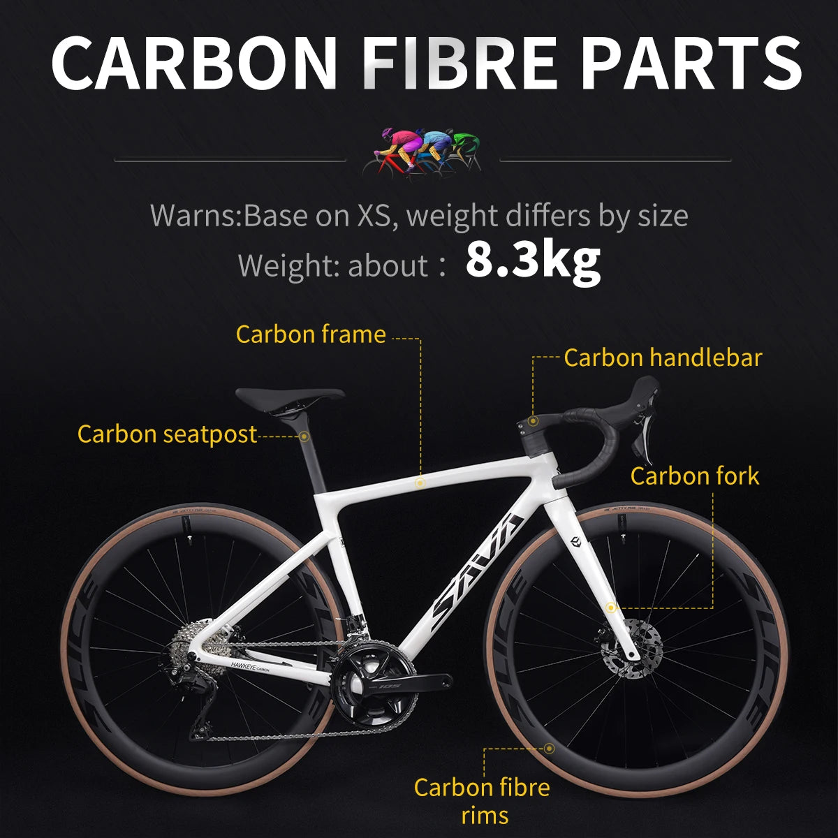 SAVA F20 Carbon Fiber Road Bike With Shimano R7120 24 Speed