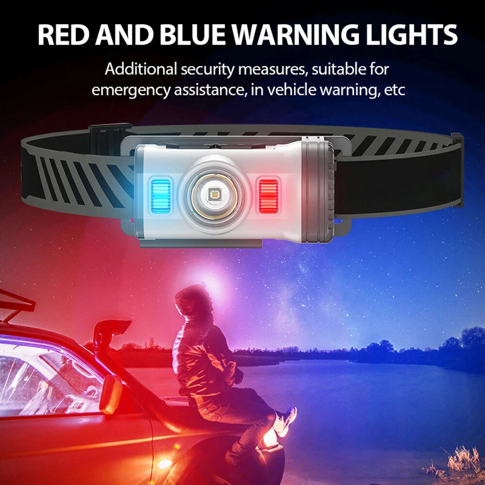 COB LED Headlamp USB Headlight Torch Work Light for Hiking