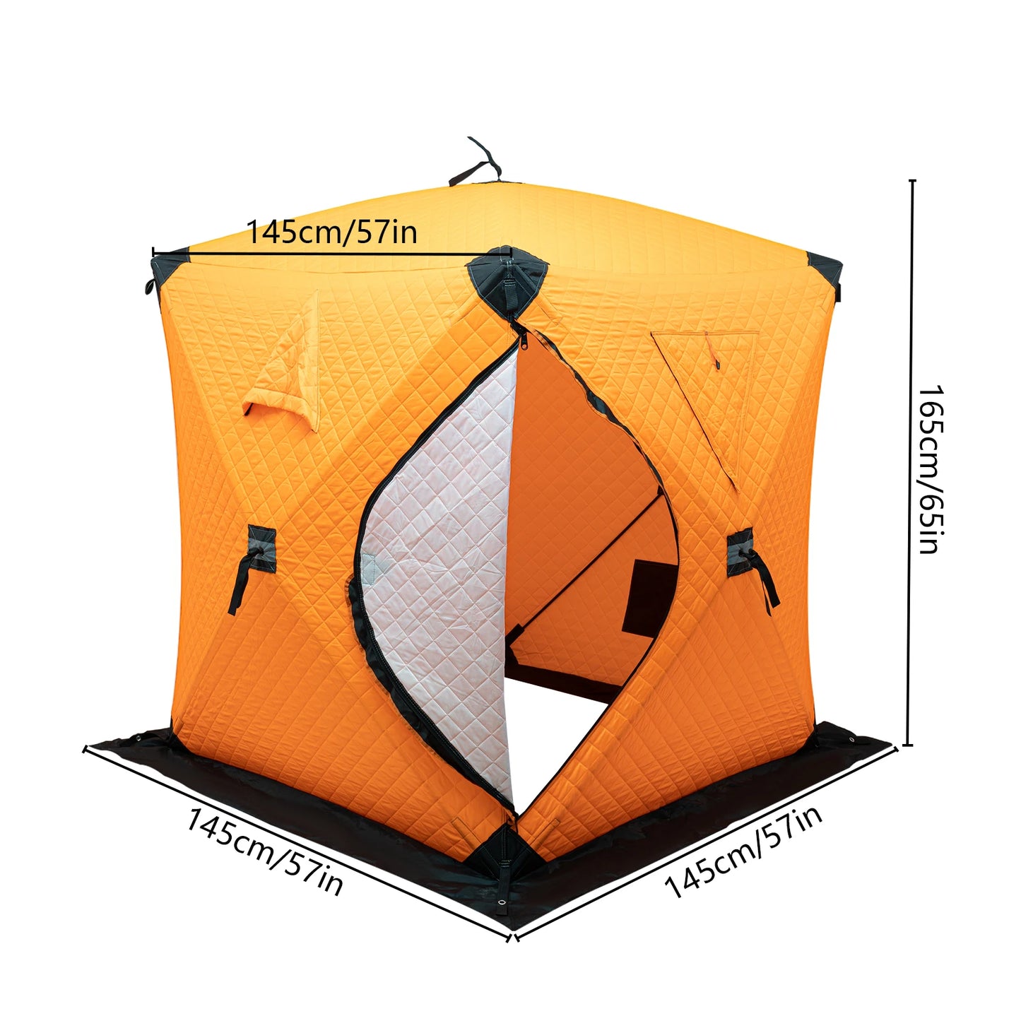 Bymaocar Ice Fishing Tent Square Thermal Shelter Dual Zipper Windproof