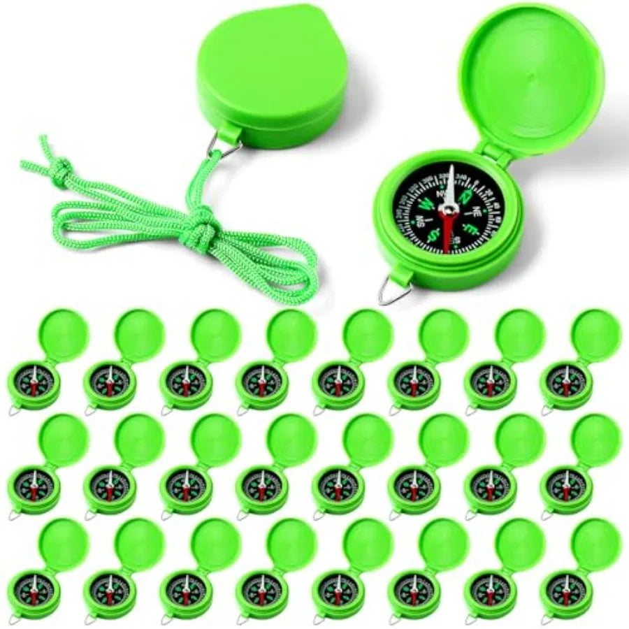 Bulk 24 Pack Mini Pocket Compass With Hanging Rope