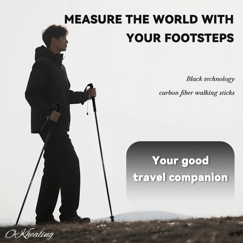 Okhealing Ultralight Carbon Fiber Five Section Trekking Poles For Hiking