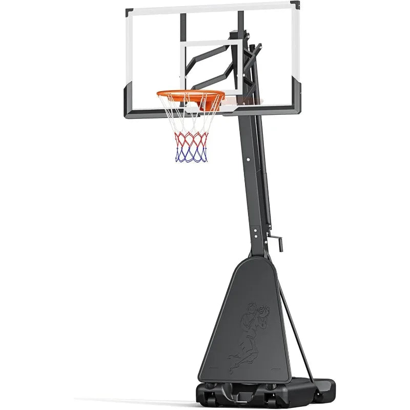 Portable Outdoor Basketball Hoop With Adjustable PC Backboard And Wheels