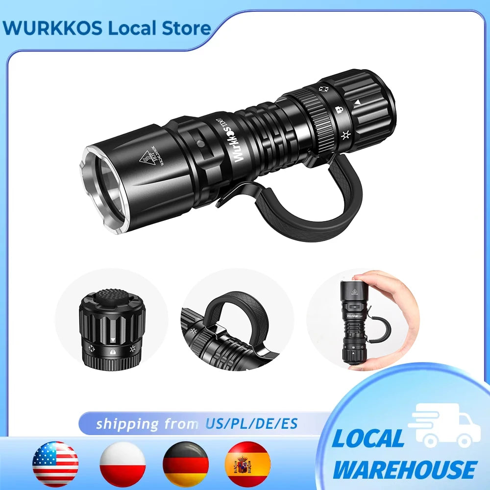 Wurkkos TD07 1300 Lumen Tactical Flashlight Long Throw IP68