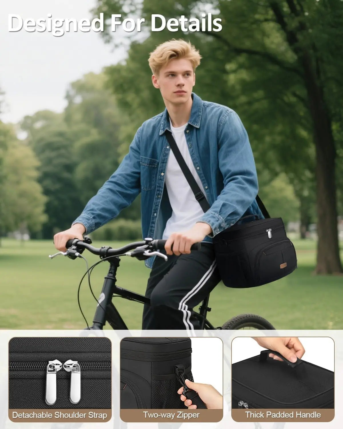 Insulated Lunch Bag Leakproof Cooler Tote With Removable Strap