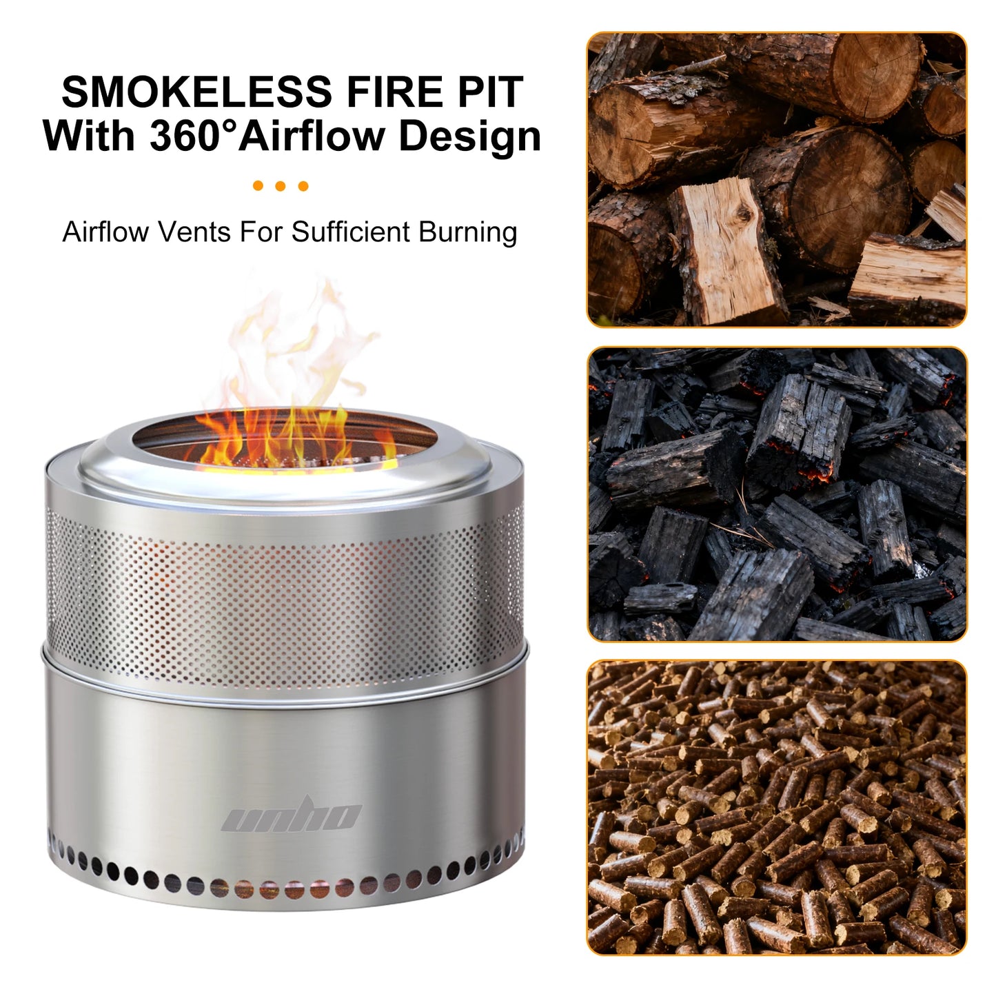 Wood Burning Smokeless Stainless Steel Fire Pit With Carry Bag