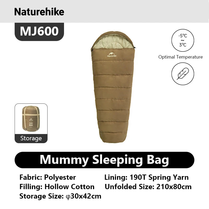 Naturehike Mummy Sleeping Bag MJ300 MJ600 Ultra Winter Warm Adults