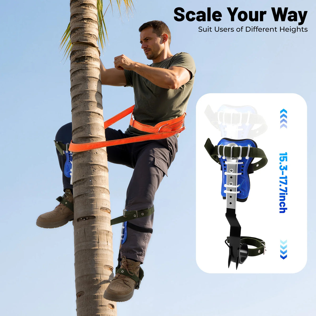 Adjustable Steel Tree Climbing Spike Set Durable Outdoor Gear