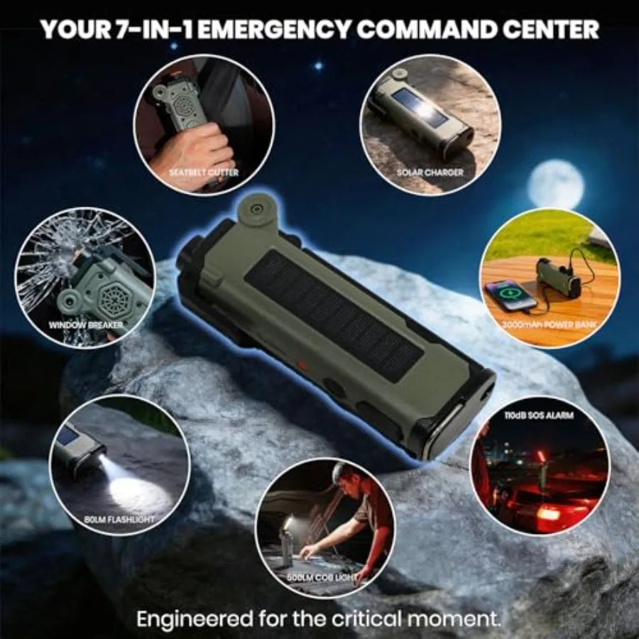 7 In 1 Emergency Tool Window Breaker Seatbelt Cutter Flashlight