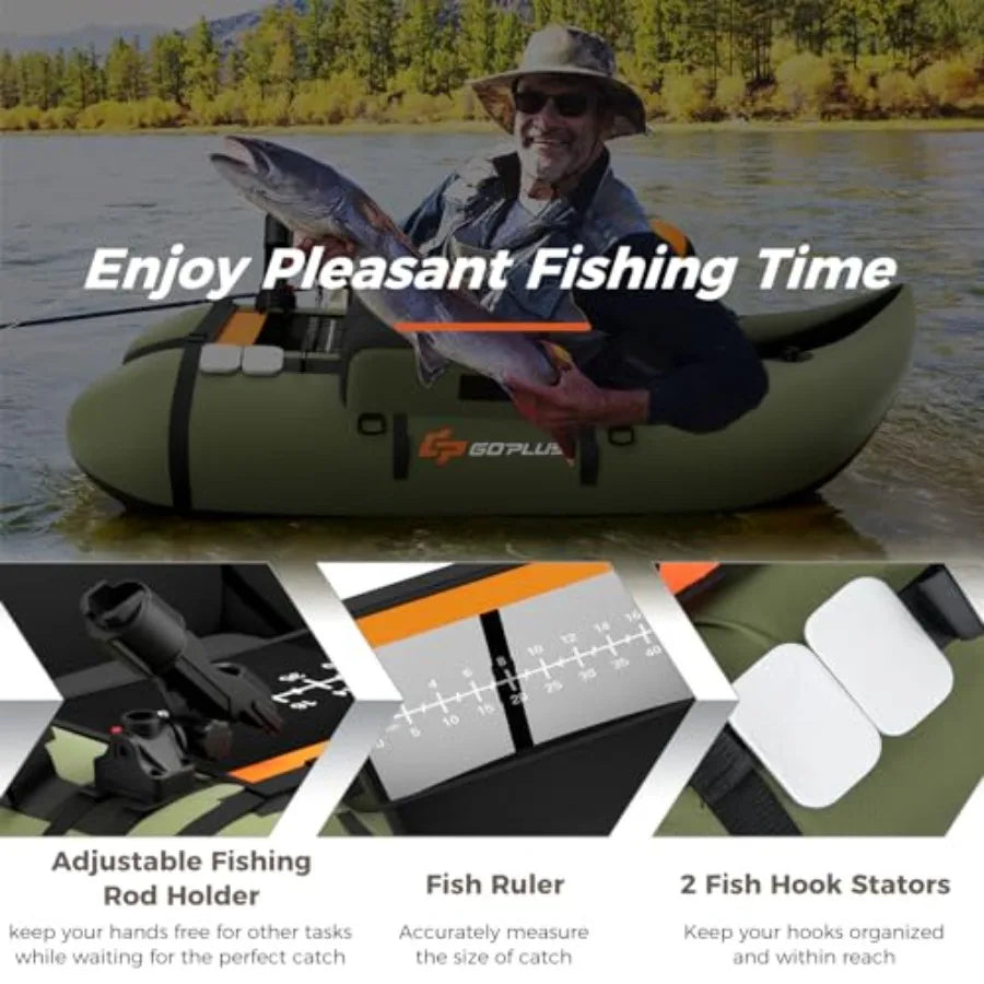 Inflatable Fishing Float Tube Belly Boat With Ruler And Pump