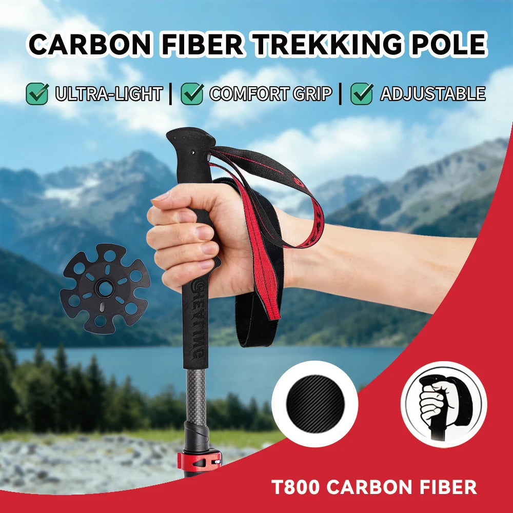 OKHEALING Ultralight Carbon Fiber Trekking Poles Folding