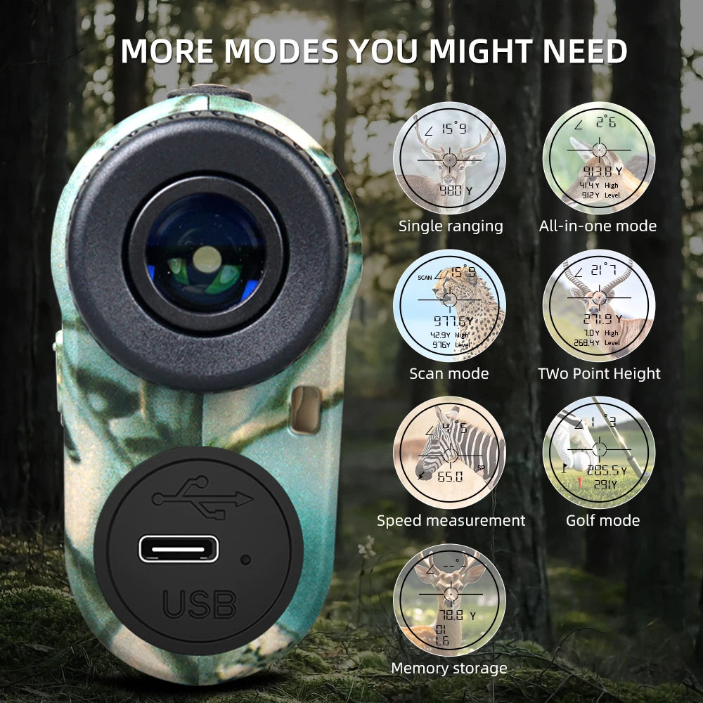 REVASRI 6x 1000m Laser Rangefinder For Hunting Monocular With Scan Modes