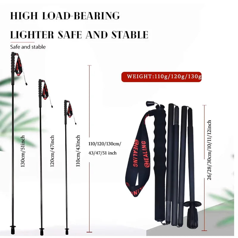 OKHEALING Ultra Light Foldable Carbon Fiber Trekking Poles For Hiking
