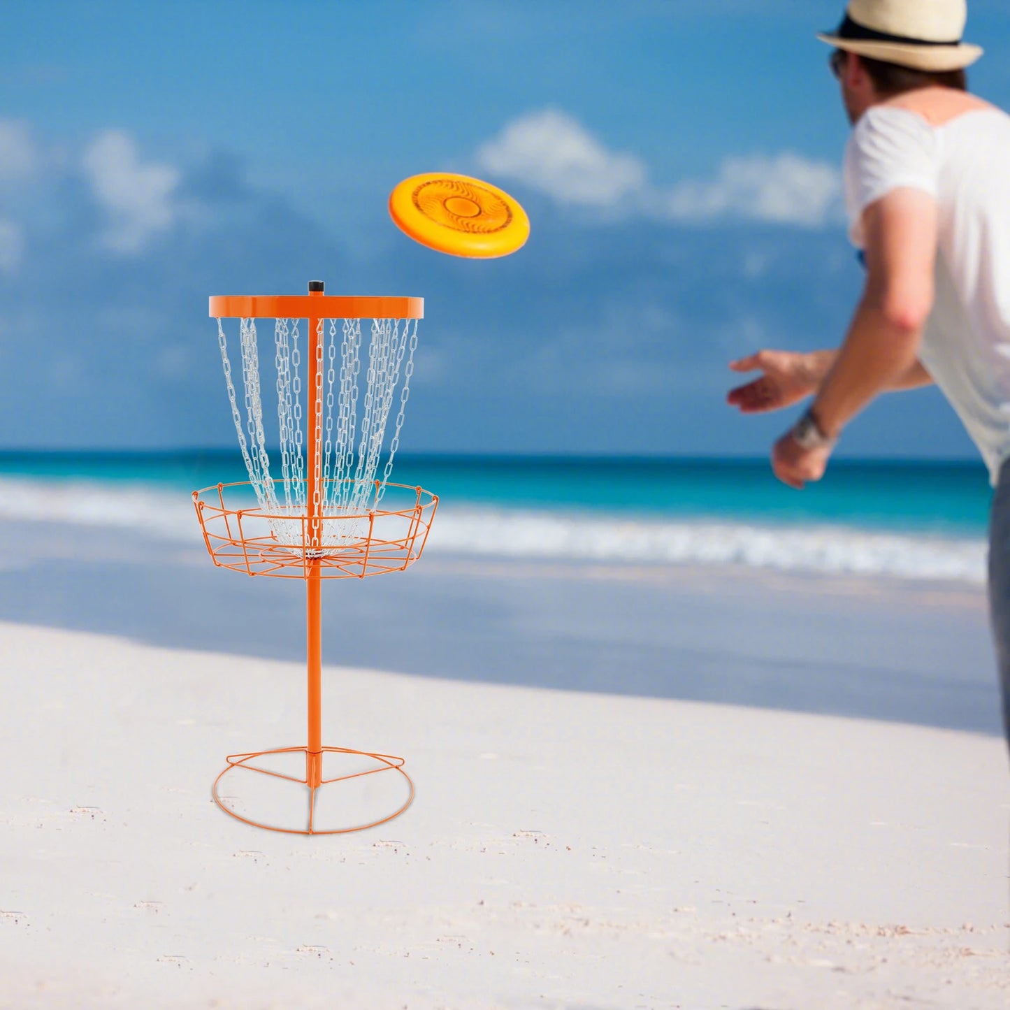 Disc Golf Training Basket With 24 Chain Portable Target For Outdoor Play