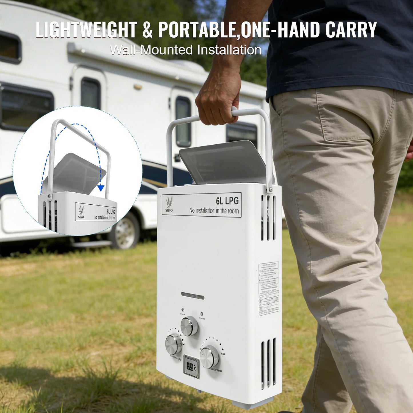 LPG Portable Tankless Water Heater For Camping Outdoor Use