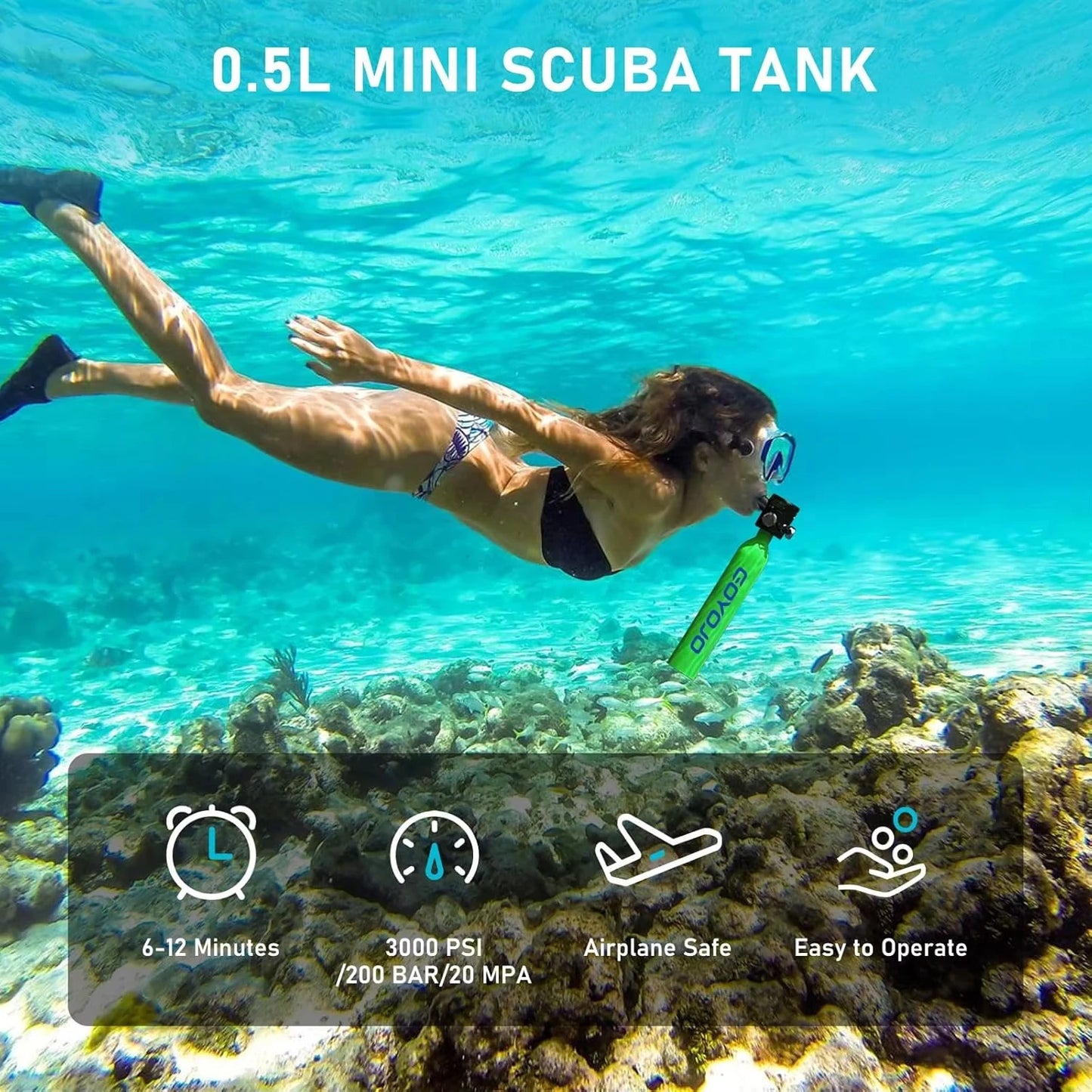 GOYOJO Mini Scuba Tank Portable Emergency Diving Cylinder For Snorkeling