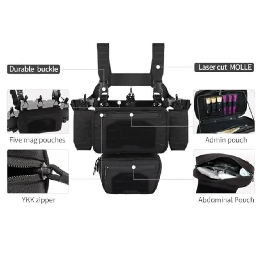 Tactical Chest Mini Rig 1000D Quick Release Vest With Pockets