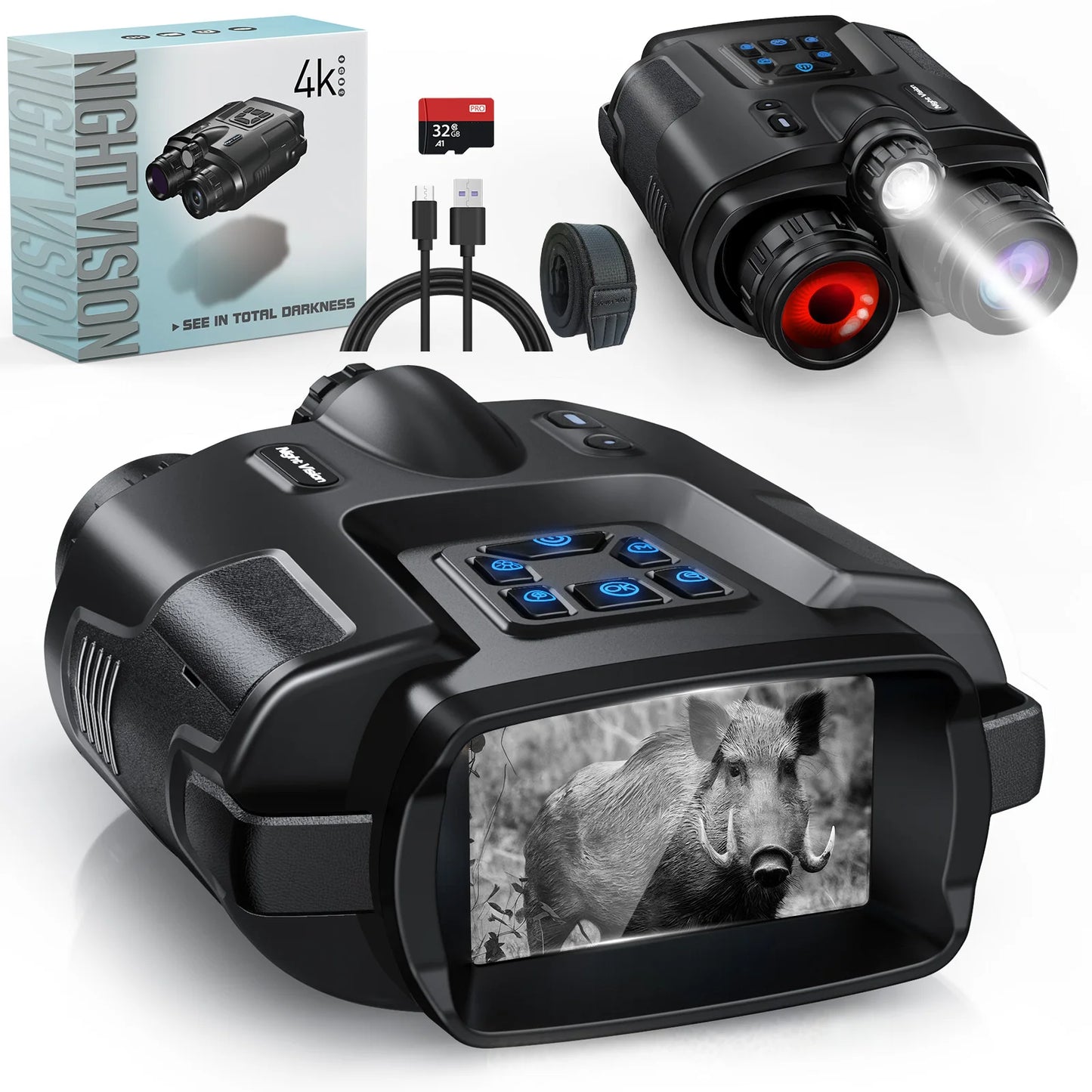 DIYIMIN Night Vision Binoculars 8X Digital Zoom Infrared Goggles