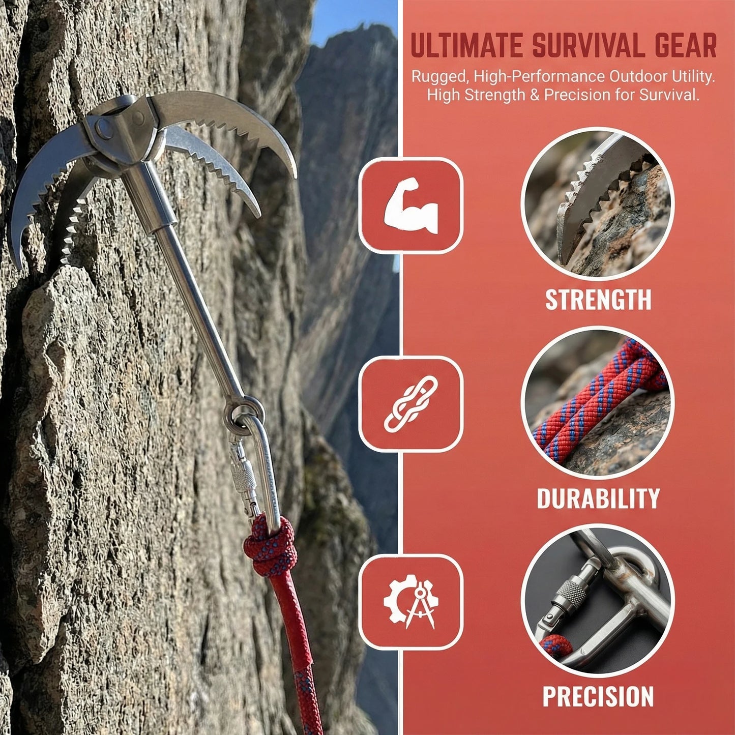 Grappling Hook Survival Gear For Outdoor Rock Climbing And Camping