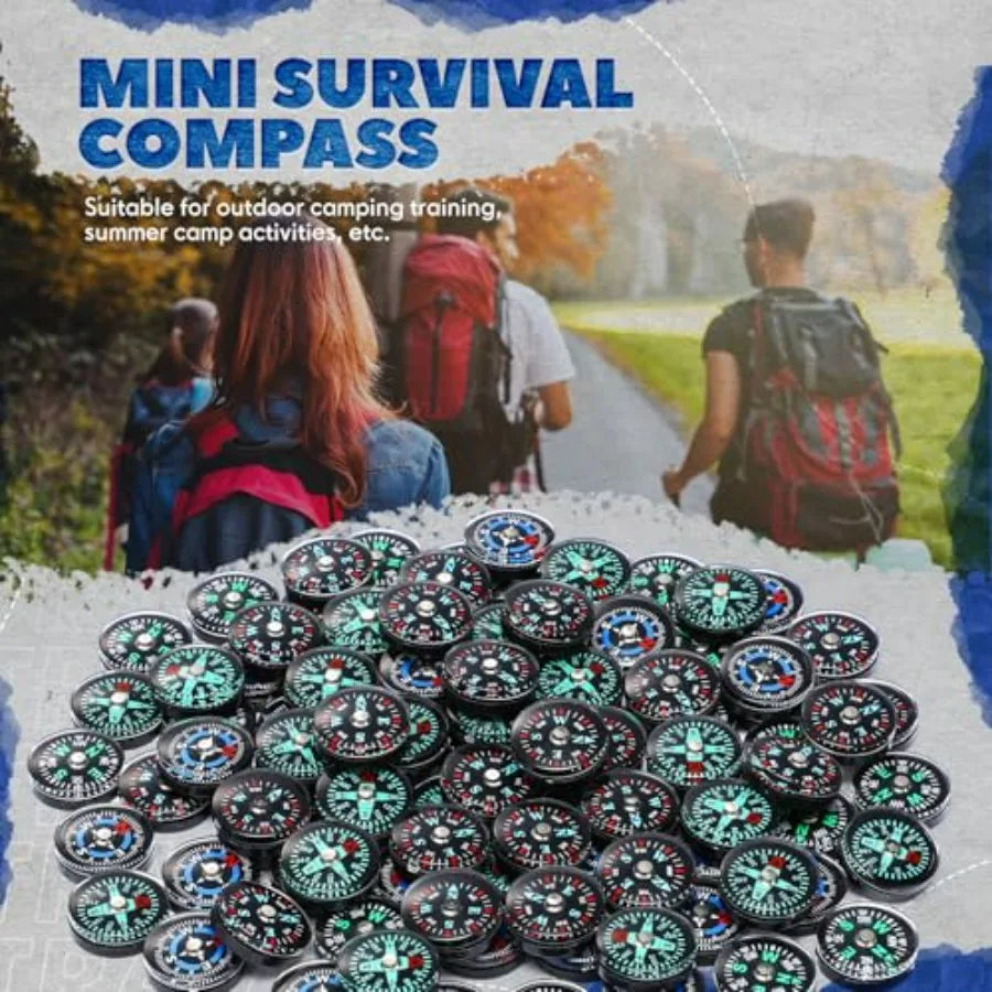 100 Pcs Bulk 20mm Button Compass Oil Filled For Camping