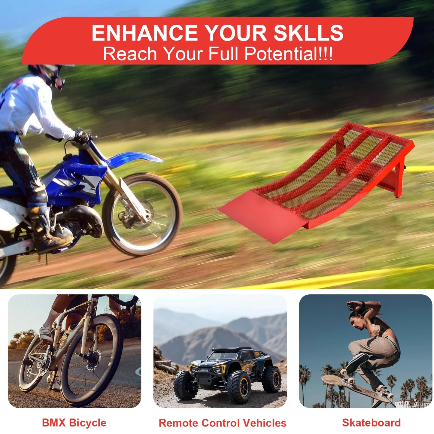 Portable Bike Ramp For BMX Skateboards And RC Cars Training