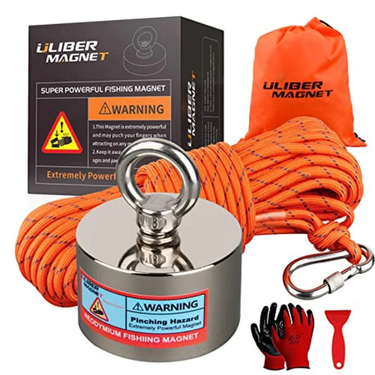Fishing Magnet Kit 1000lbs Strong Large Neodymium Fishing Magnet with 66ft Rope for River Retrieval Recycling Magnetic Salvage