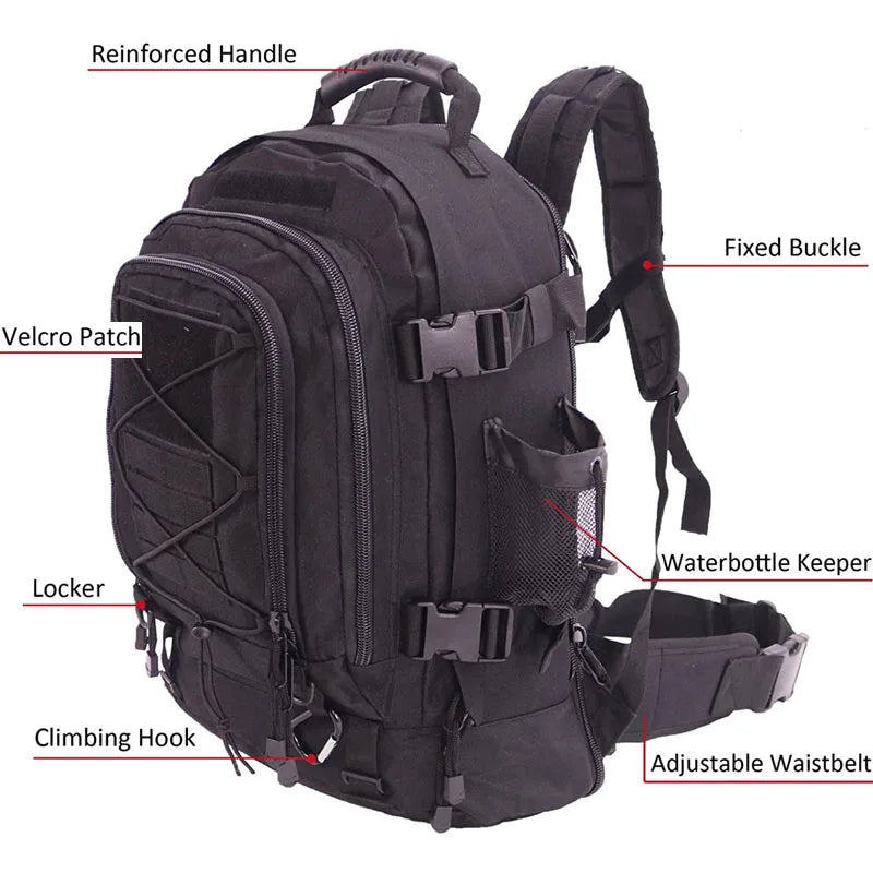 LQARMY Military Tactical Backpack Molle Rucksack For Outdoor Hiking