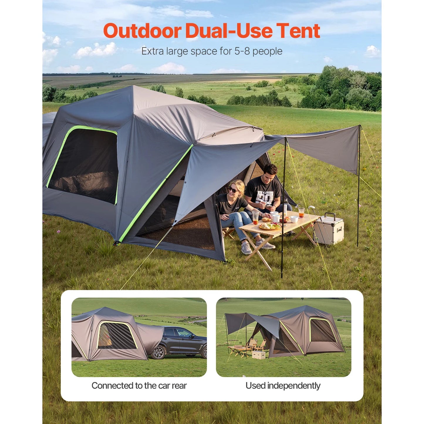 SucceBuy SUV Camping Tent Double Layer Waterproof With Shade Awning