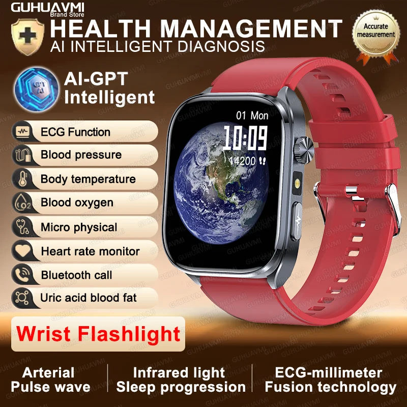AI Health Diagnosis Smartwatch ECG PPG Blood Pressure BT Call