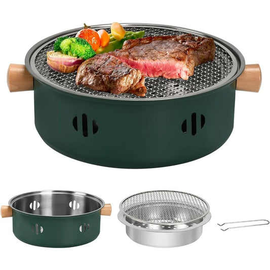 XIUWO Compact Round Charcoal Grill for Outdoor Picnics and Parties
