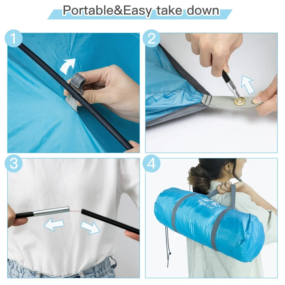 Night Cat Portable Sun Shade Tent For Three To Four People With UV Protection