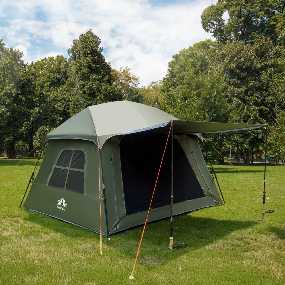 Night Cat 4 Person Pop Up Tent With Dark Room Waterproof Cabin