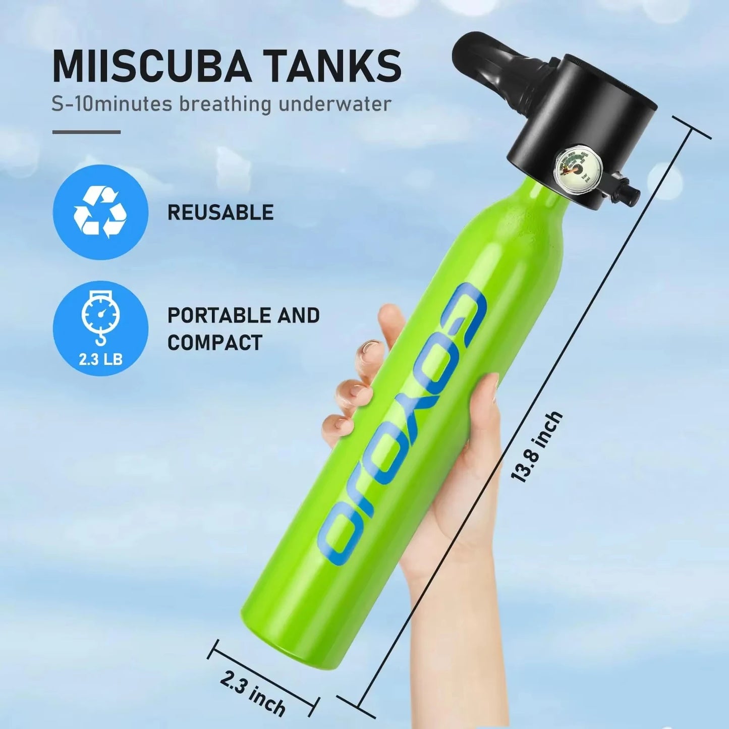 GOYOJO Mini Scuba Tank Portable Emergency Diving Cylinder For Snorkeling