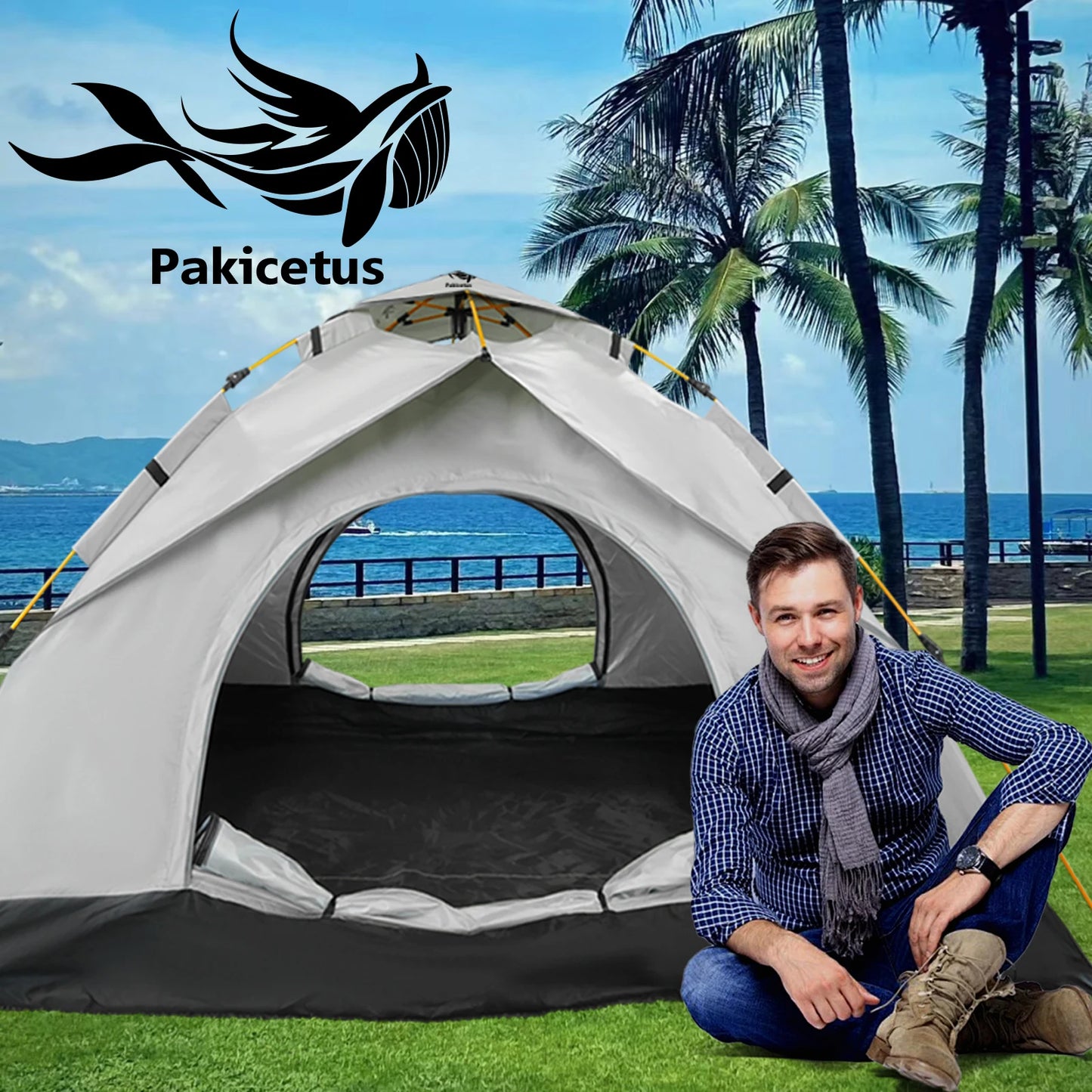 Pakicetus Auto Pop Shelter Sun Rain Tent for Beach and Camping