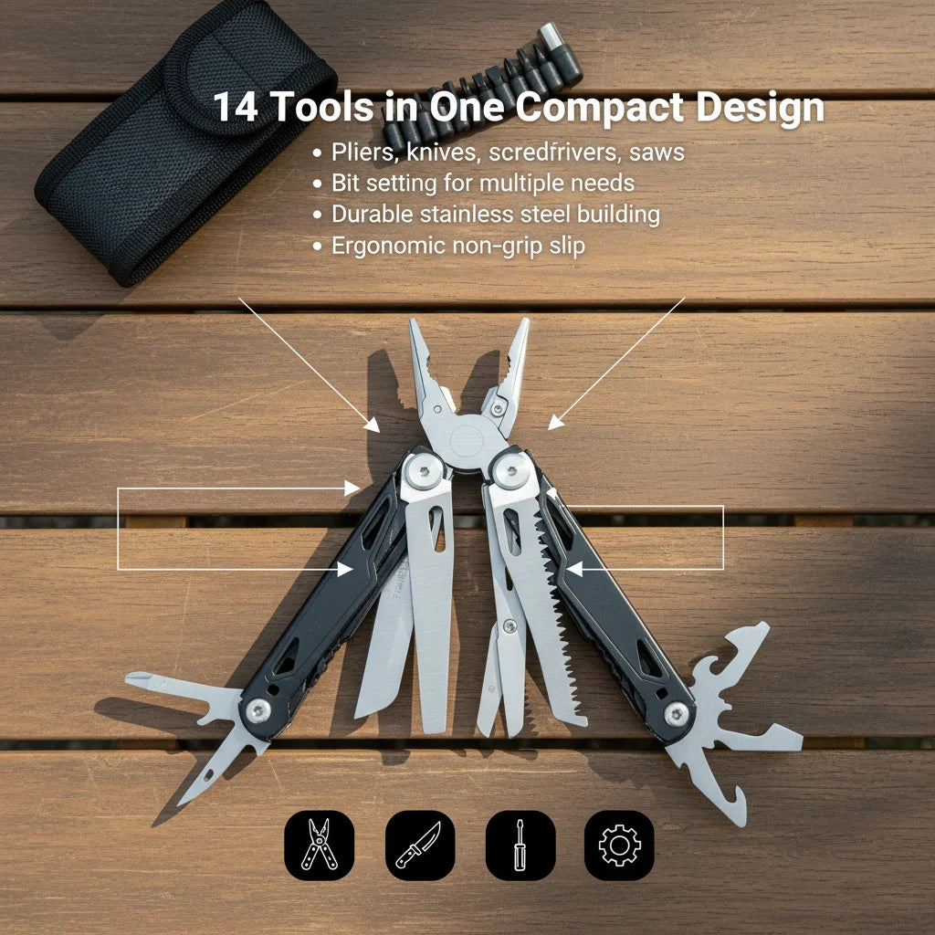 Stainless Steel Survival Multitool Pliers with Saw and Scissors