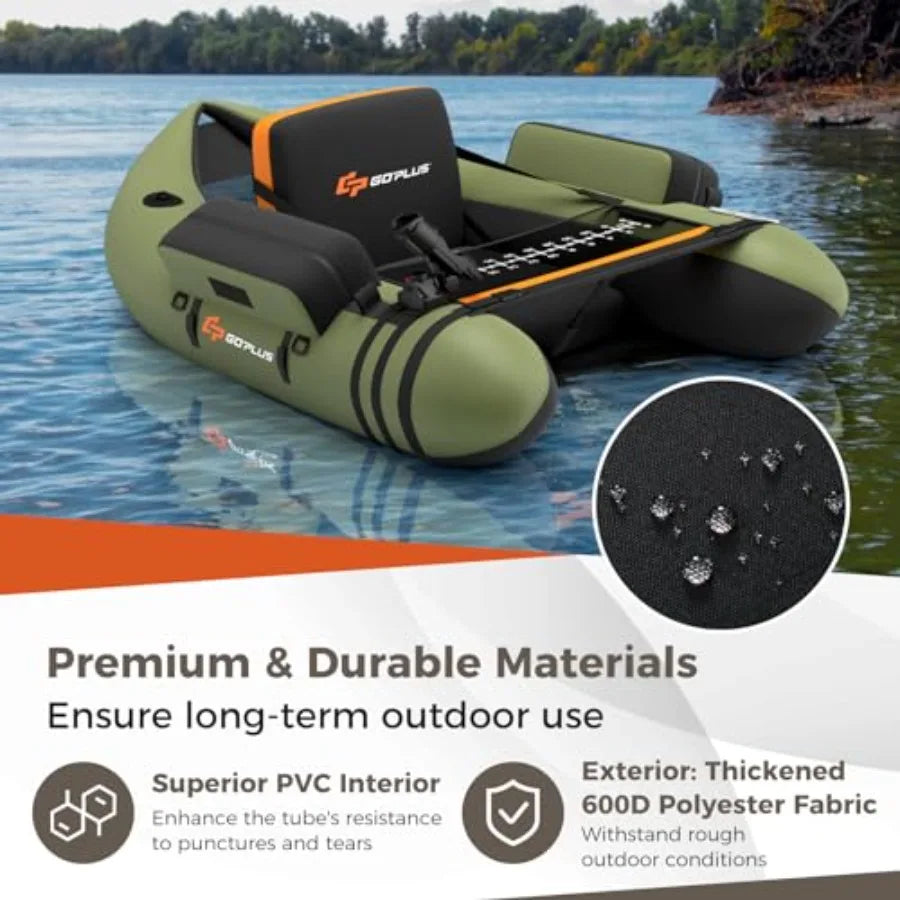 Inflatable Fishing Float Tube Belly Boat With Ruler And Pump