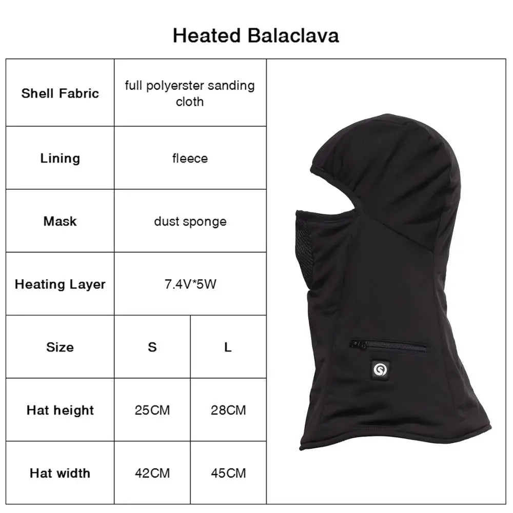 Savior Heat Electric Ski Mask Battery Powered Thermal Rechargeable Balaclava