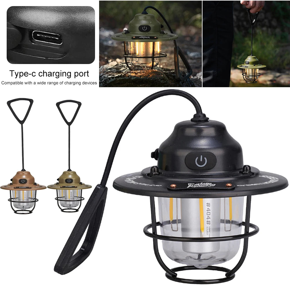 LED Camping Lantern Dimmable Emergency Lamp Type C Charging