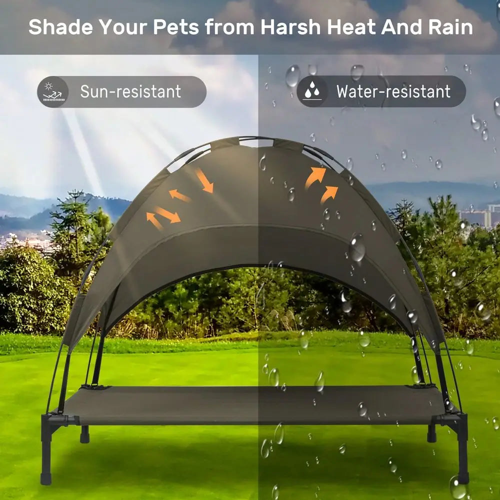 Outdoor Canopy Dog Bed Cot With Removable Shade Tent