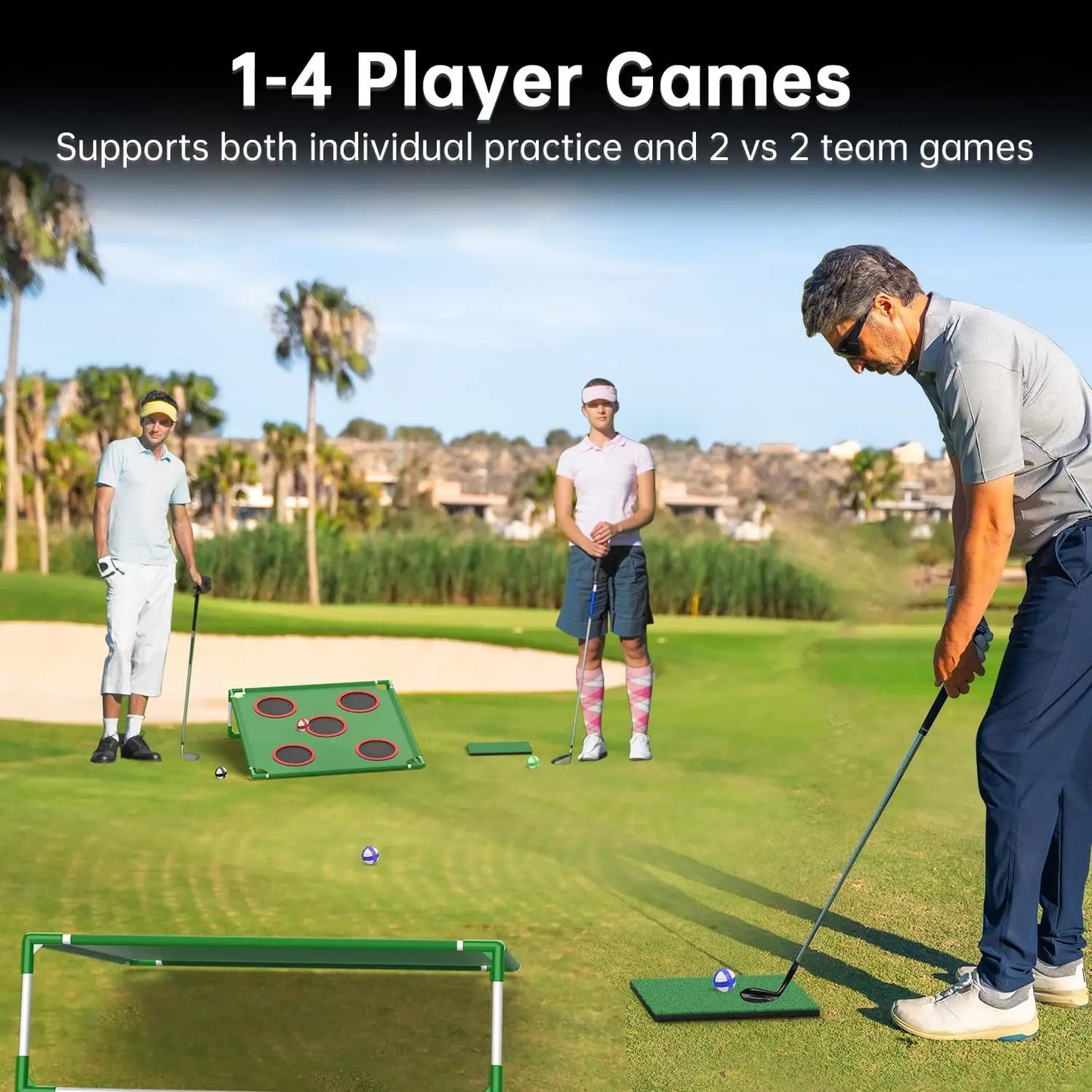 Golf Game Play Set for Golfers Fathers, with 20 Velcro Golf Balls, Putting Mat, Golf Putter and Carrying Bag, Indoor Outdoor