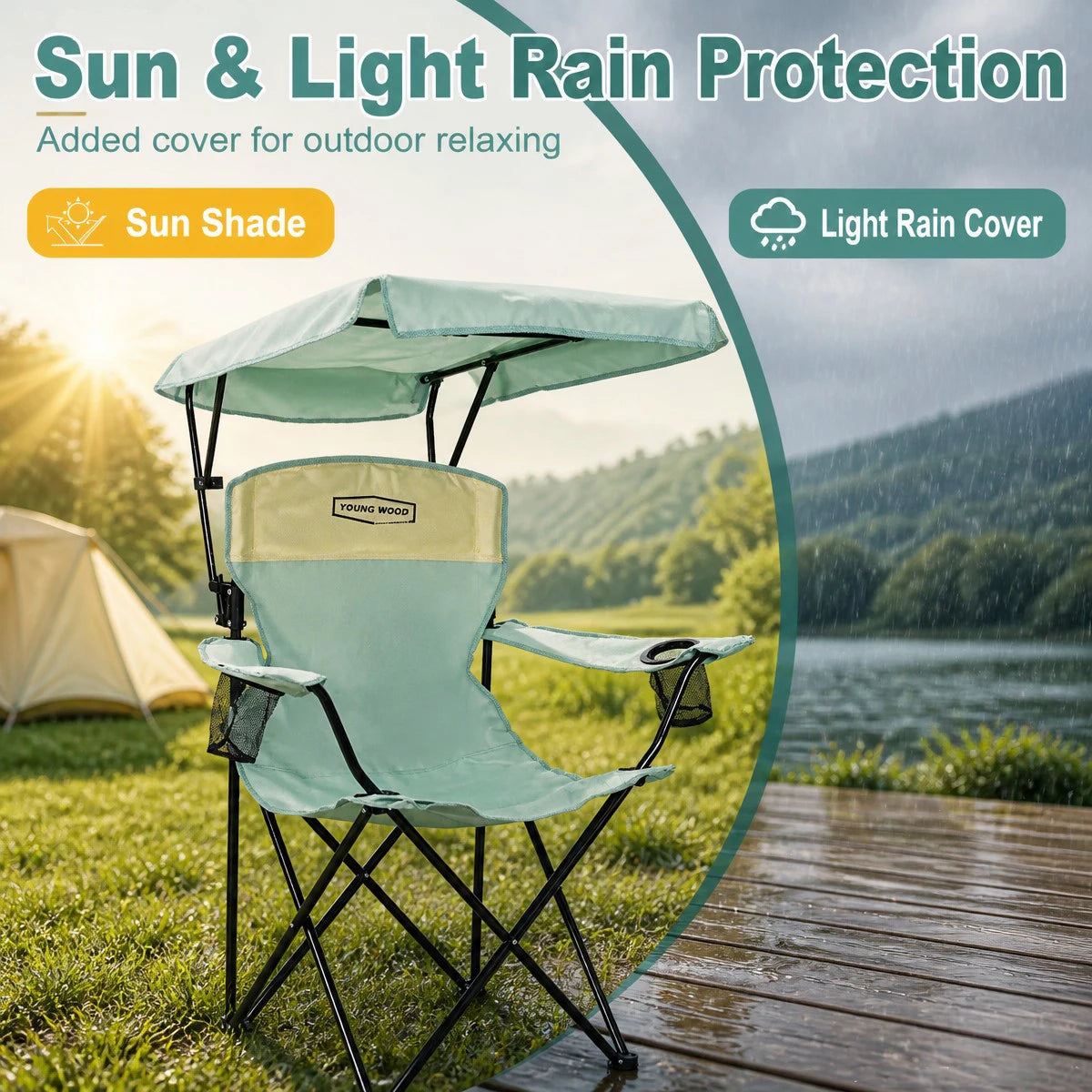 GERC Portable Beach Chair With Cup Holder And Side Pocket