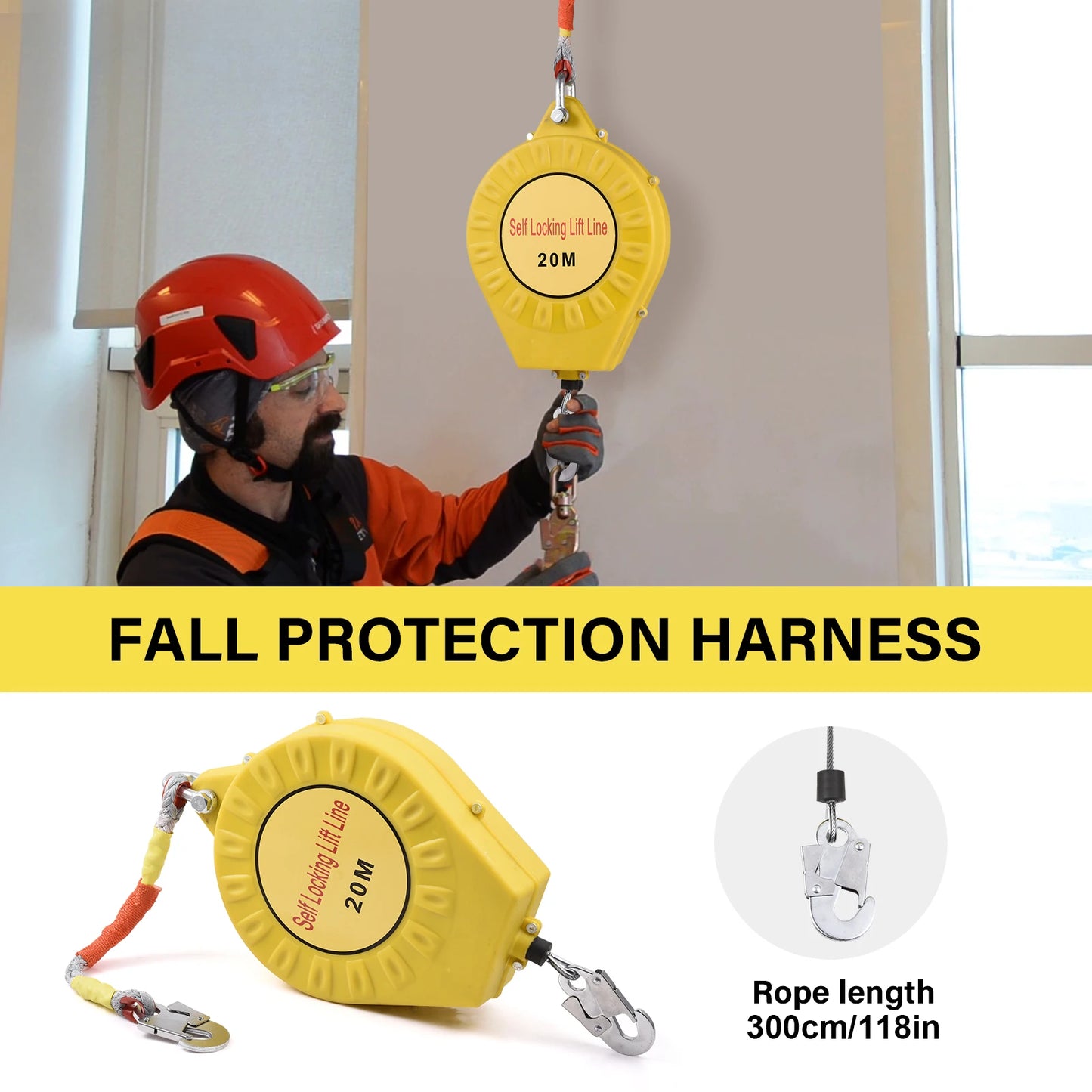 Automatic Retractable Lifeline Fall Protection With Alloy Steel Hook