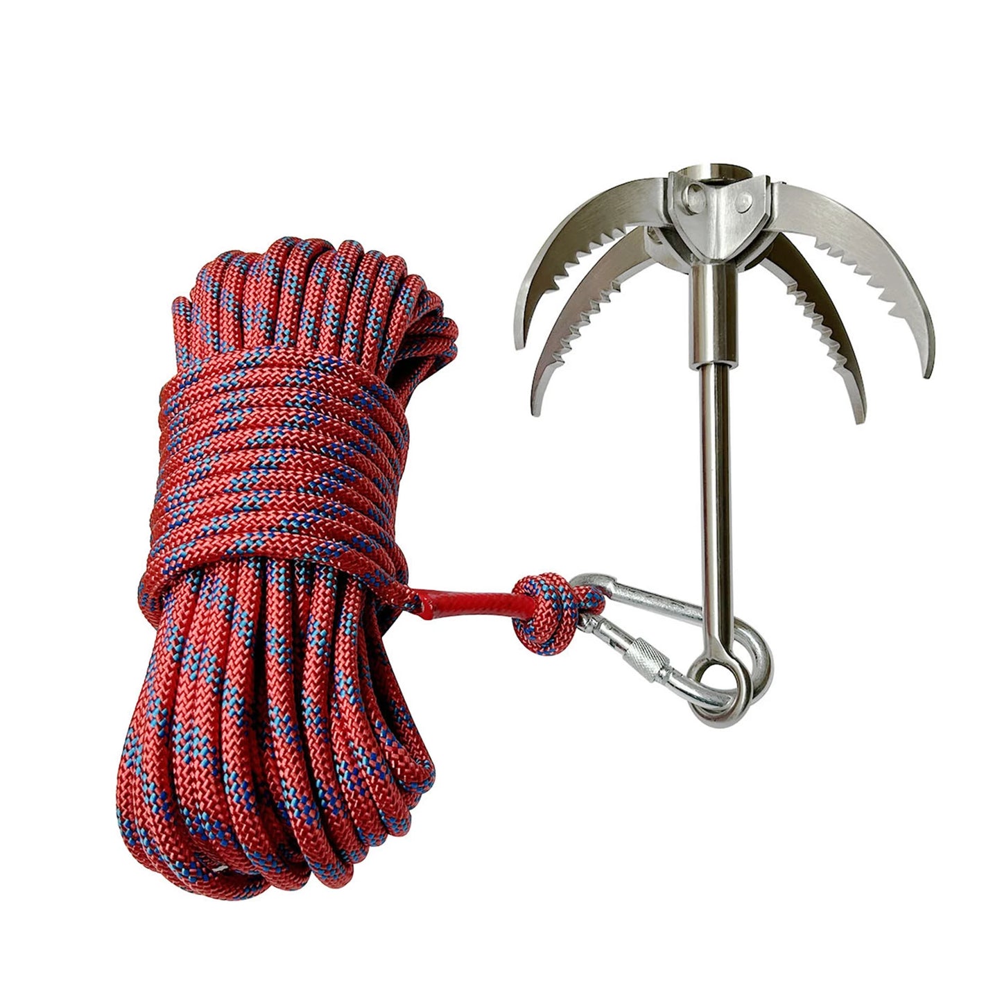 VKTECH Grappling Hook With 20M Rope Foldable Climbing Tool Outdoor Survival