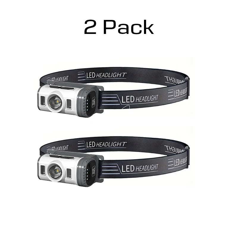 COB LED Headlamp USB Headlight Torch Work Light for Hiking
